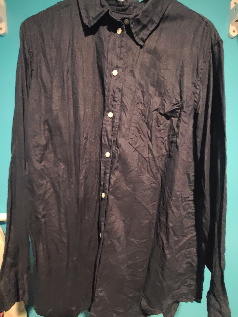 GAP Women's Dark Navy 100% Linen Button-Down Shirt